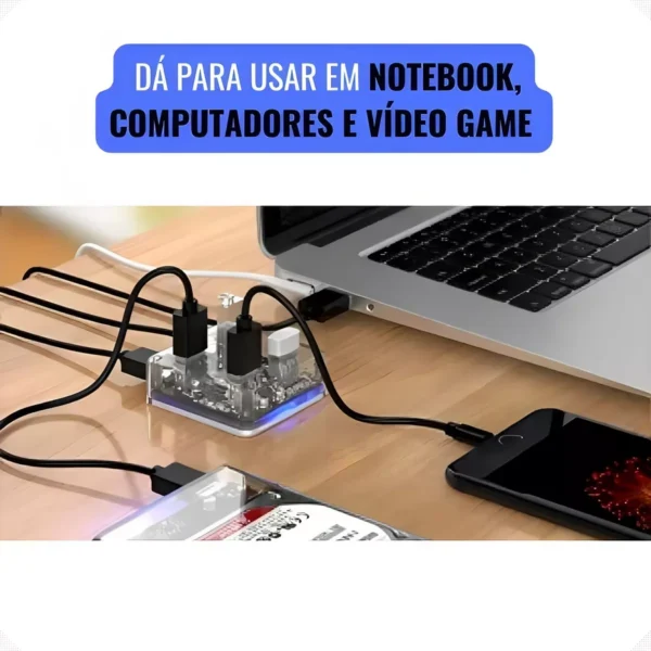 Case Para Hd 3.0 Externo Ssd Hdd Sata 2.5 Usb Notebook Pc Ps4 Transparente - Imagem 2
