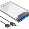 Case Para Hd 3.0 Externo Ssd Hdd Sata 2.5 Usb Notebook Pc Ps4 Transparente