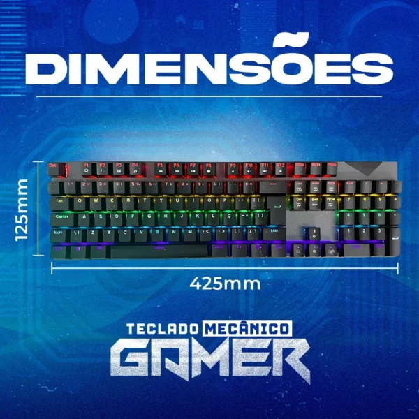Teclado Gamer Mecânico Lehmox Ley-2081 Rgb Abnt2 Switch Blue - Imagem 3