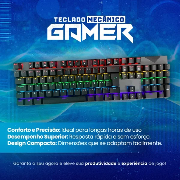 Teclado Gamer Mecânico Lehmox Ley-2081 Rgb Abnt2 Switch Blue - Imagem 4