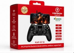 Controle Sem Fio Gamer Kapbom KAP-G7 - Para PC, PS3, PS4, Switch, Android e iOS com Suporte para Celular